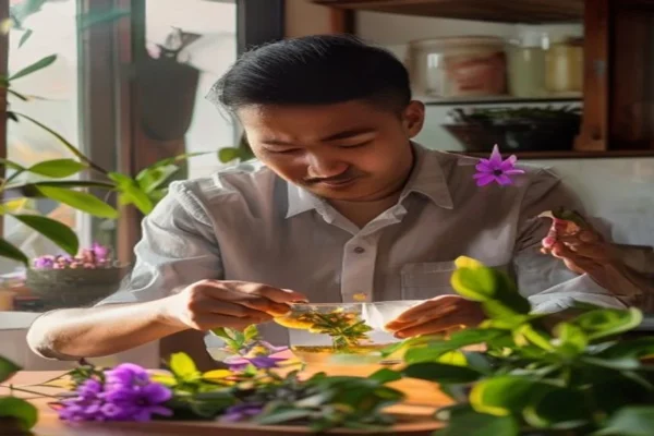 Tanaman herbal alami berdaun hijau segar, menampilkan ragam daun obat yang sering dipakai dalam pengobatan tradisional.